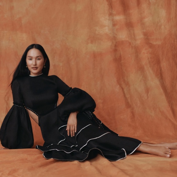 Aje Gracious cutout black ivory maxi dress size AUS 4 (US 0) NEW! New with tags! - Picture 4 of 16